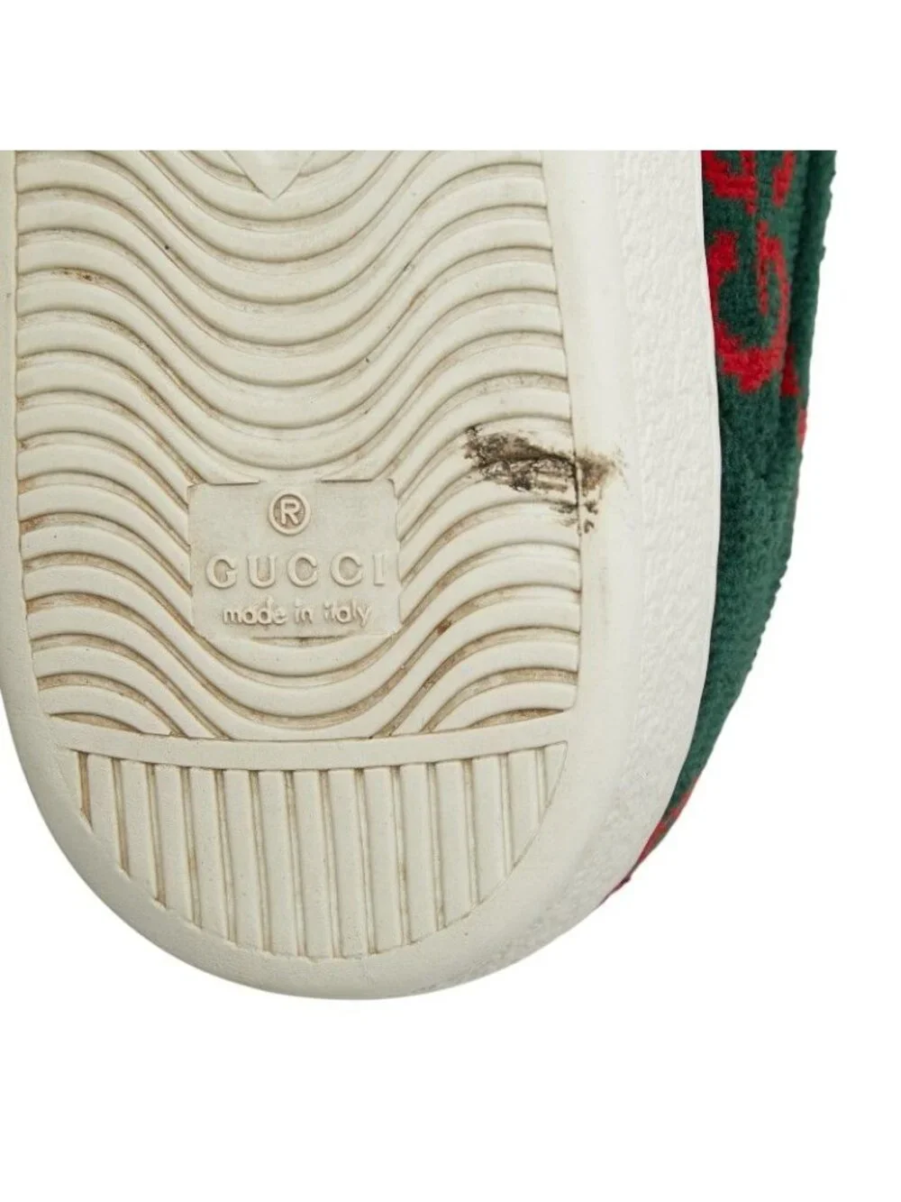 Gucci GG Terry Cloth 9 Green Red Pile Leather Sneaker